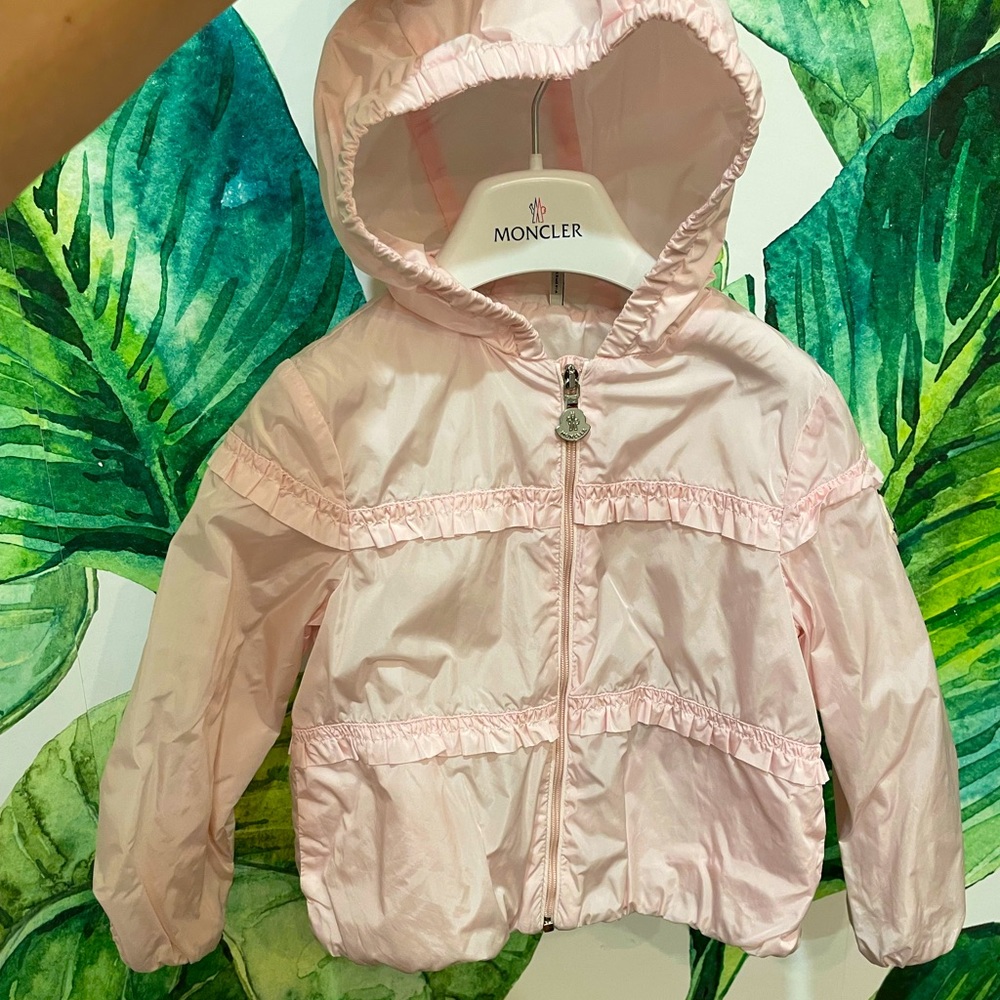 Moncler pink ruffled Hiti hooded hoodie windbreaker jacket toddler enfant girls